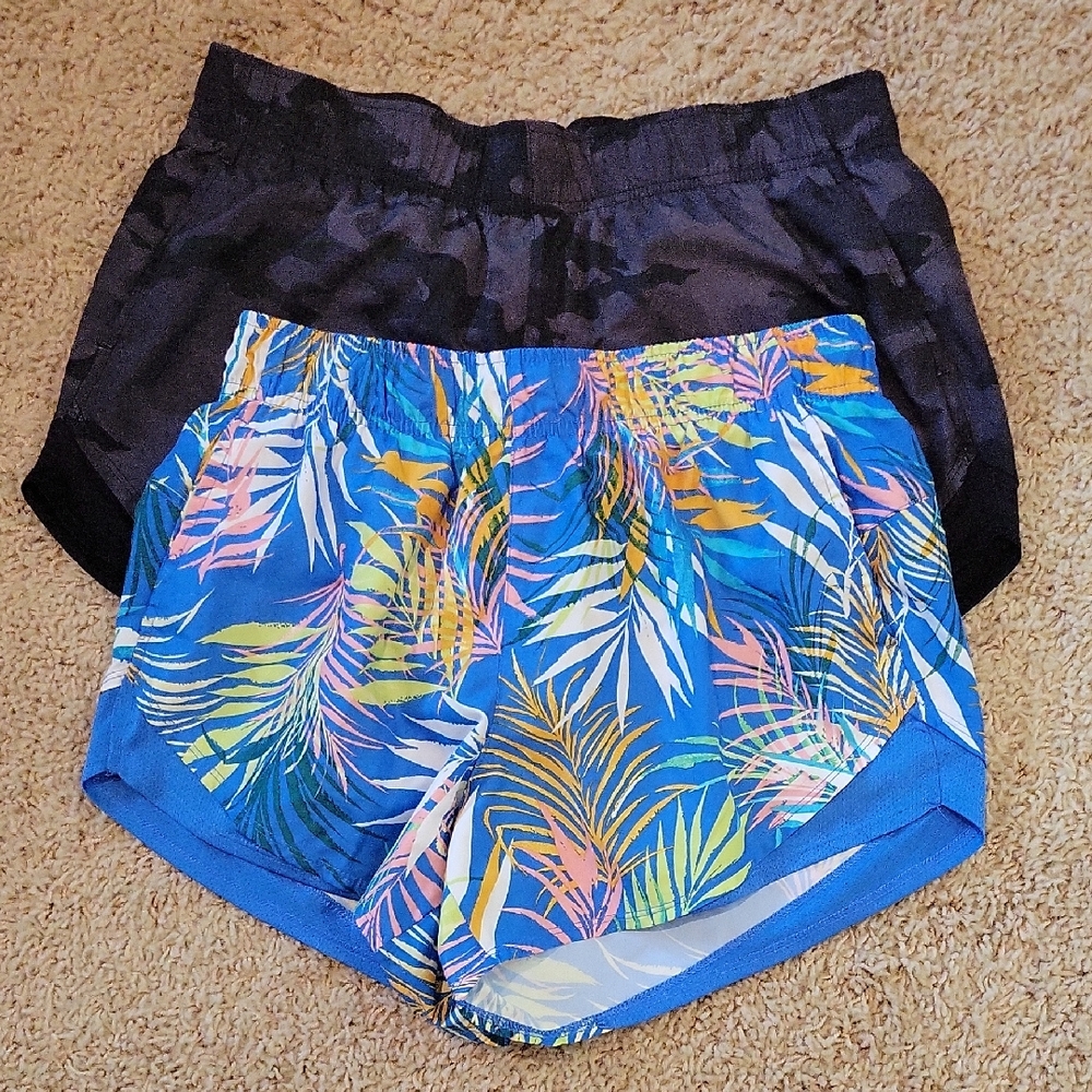 Athletic Works Blue Tropical and Black Camo Women's Shorts